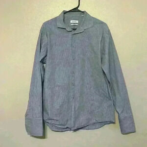 Calvin Klein Regular Fit Button Down Shirt Blue & White Stripped Cotton